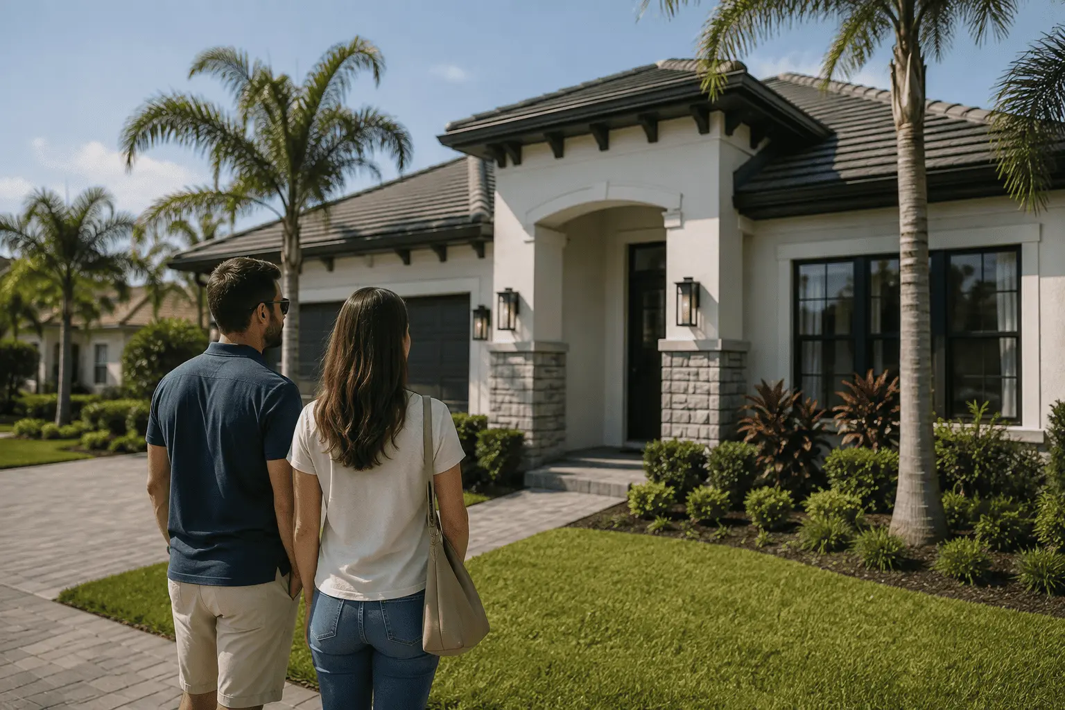 Compradores avaliando uma residência na Flórida antes da compra