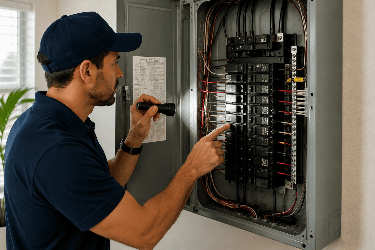 Inspeção do sistema elétrico de uma residência na Flórida