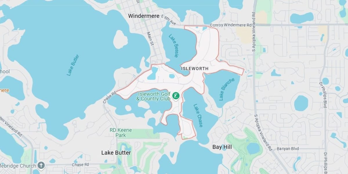 Mapa de Isleworth em Windermere