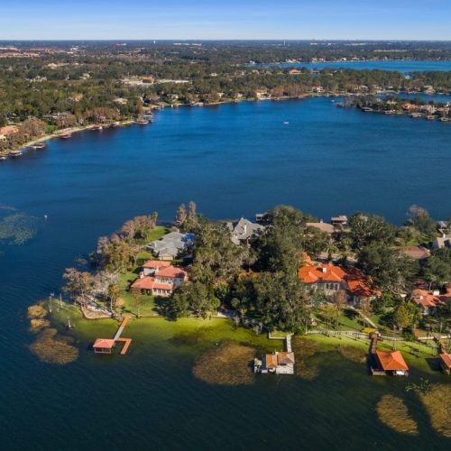 Aerial Shot of Lakeside Homes in Florida